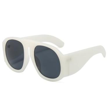 Imagem de Óculos de sol grandes Goggle femininos Steampunk armação grande lente degradê óculos de sol femininos, C13 branco, preto, tamanho único