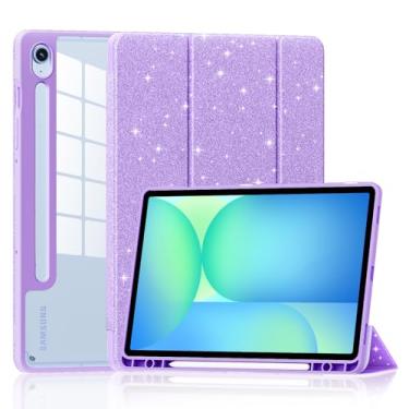 Imagem de DJ&RPPQ Capa para Samsung Galaxy Tab S10 FE 2025/S9 FE 27.7 cm/ S9 27.9 cm 2023, capa traseira transparente com suporte triplo leve e fina para Samsung Galaxy Tab S10 FE/S9 FE/S9 com hibernar