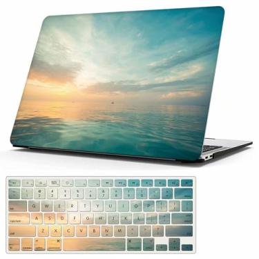 Imagem de MonsDirect Capa para MacBook Pro 14 polegadas 2024-2021 M4 A3112 A3185 A3401 M3 A2918 A2992 M2 A2779 M1 A2442 Pro/Max Chip, capa protetora de plástico rígido e capa de teclado, lindo pôr do sol