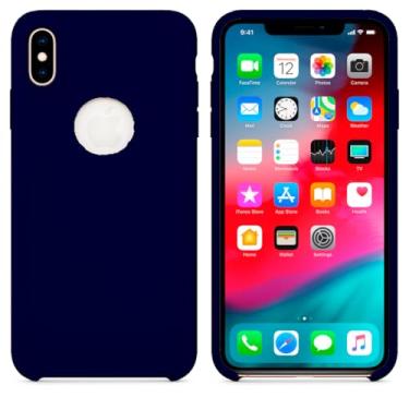 Imagem de Case Capa Capinha Silicone Aveludado pra iPhone X e XS (Azul Marinho)