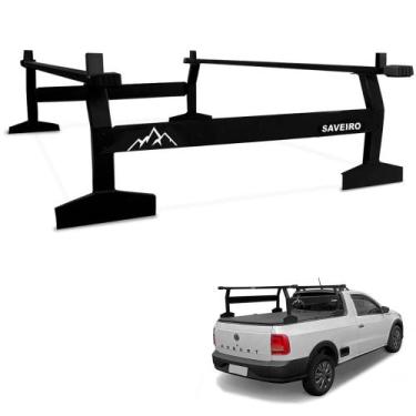 Imagem de Rack de Caçamba Alto Duplo Cargo Saveiro CS 1994 a 2023 Preto - Gtnox
