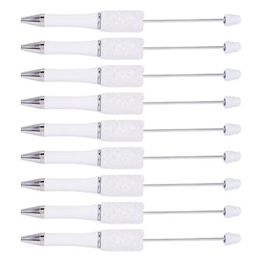 Imagem de Spritewelry Canetas com contas de cristal brilhante, 10 peças, canetas de strass branco, faça você mesmo, caneta esferográfica de tinta preta para decoração de caneta, escritório, escola