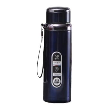 Imagem de Garrafa Térmica Inox 600ml com Strass Squeeze Camping Vedação Azul