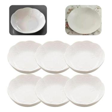 Imagem de Jogo 6 Pratos Fundos De Porcelana Branco Florido Luxo New Bone 21cm Ly