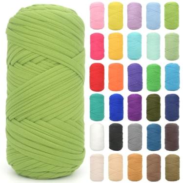 Imagem de Camiseta para crochê, verde maçã, tecido elástico grosso, fio de crochê para iniciantes, bolsa de tricô à mão, cesta/porta-copos / artesanato faça você mesmo/decoração de casa 200 g (verde maçã)