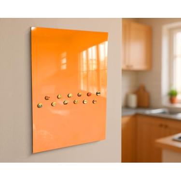 Imagem de Quadro Painel 45x70cm GRANDE Para Fotos, Recados, Notas - Mural Metálicos Para Imãs - Mural de Fotos 12 imãs + 1 Caneta (Laranja)
