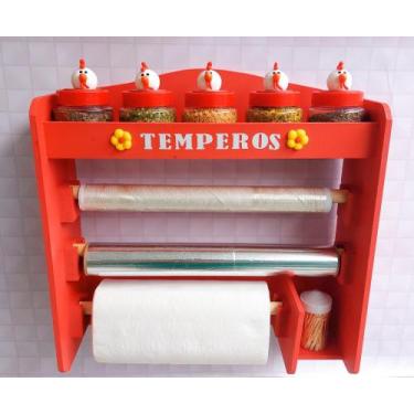 Imagem de Porta temperos Galinha porta condimentos com 5 potes decorados - Art F