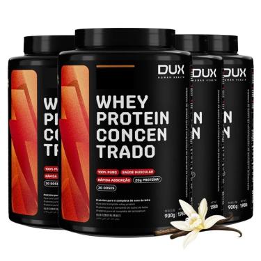 Imagem de Kit 4x Whey Concentrado 900g Dux Top Sabores + Proteinas-Unissex