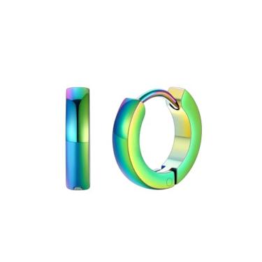 Imagem de FaithHeart Brincos de argola masculinos de aço inoxidável preto/prata/dourado – Hipoalergênicos pequenos brincos de argola para dormir leves, à prova d'água, piercing de cartilagem, joias, presente de