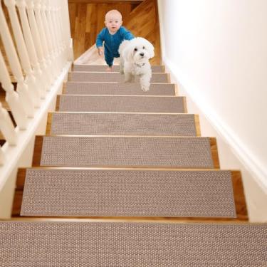 Imagem de Wawiny Passos de escada antiderrapantes, degraus de escada para degraus de madeira em ambientes internos, com adesivo reutilizável para crianças, idosos e cães de estimação, sem resíduo