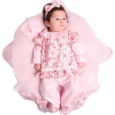 Imagem de Saída de Maternidade Menina Aconchego Aurora Rosa 04 Peças P - Amora B