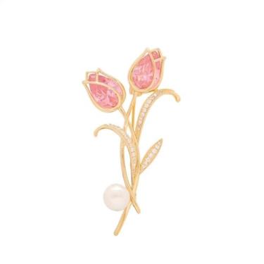 Imagem de Broche de flor para mulheres - Elegante feito à mão cristal e pérola strass boutonniere para chapéu, bolsa, terno, vestido, cachecol, acessórios de fantasia de xaile broches e alfinetes para mulheres