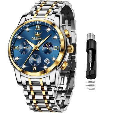 Imagem de Relógio de pulso OLEVS Blue Chronograph Moon Phase para homens