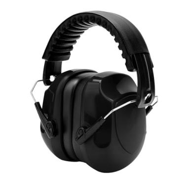Imagem de shamjina Protetores auriculares ajustáveis ​​com redução de ruído e cancelamento de ruído, protetores auriculares macios à prova de som para oficinas de corte, Preto