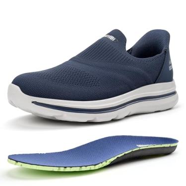 Imagem de ODCKOI Tênis masculino sem cadarço sem cadarço para academia/viagem/escritório, 1640-Navy Archsupport, 42