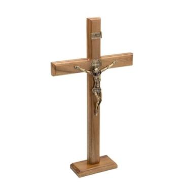 Imagem de CRUCIFIXO MADEIRA MESA OU PAREDE CRISTO C/SÃO BENTO 40cm