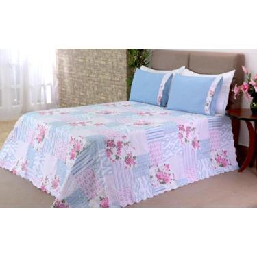 Imagem de Kit Colcha Cobre Leito 3 Peças Casal Queen Size Estampado Enxoval - LÍ