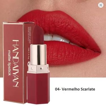 Imagem de Batom Matte acabamento em veludo de longa duração, cor labial fosca suave, à prova d'água, à prova de manchas (04- Vermelho Scarlate)