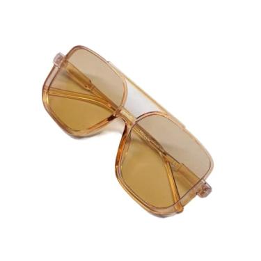 Imagem de Óculos De Sol meia armação metal quadrada lente champanhe pêssego moda Feminina 2025(C Óculos sem estojo)