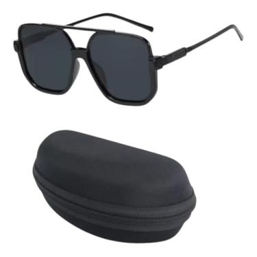 Imagem de Óculos De Sol meia armação metal quadrada lente champanhe pêssego moda Feminina 2025(G Óculos com estojo)