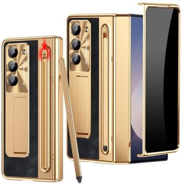 Imagem de YQODSZ Capa para Samsung Galaxy Z Fold 6 com suporte para caneta S e Stylus, capa dobrável de couro PU 6 com protetor de tela de privacidade integrado, capa de couro slim com suporte para Z Fold 6