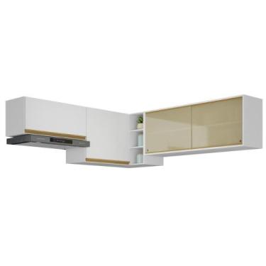 Imagem de Kit Armário Cozinha Aéreo Canto 90cm com Aéreo 70cm e Aéreo 120cm Vene