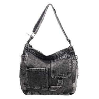 Imagem de YANPLS Bolsa feminina Hobo jeans azul grande casual ombro bolsa tiracolo bolsa tiracolo, Azul 3