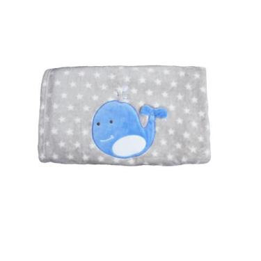 Imagem de Manta Bebe Cinza Baleia - 86X73Cm Aprox. - MCI-BA - Baby Pil