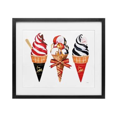 Imagem de Stupell Industries Cones de sorvete vermelhos e pretos impressão emoldurada sob vidro design por Amanda Greenwood, 43 x 53 cm