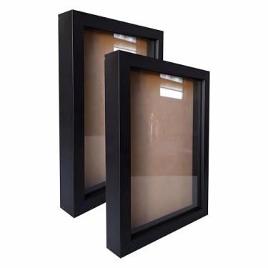 Imagem de KIAGA, Kit 2 Molduras Caixa Alta Revestida com Vidro para Quadros Quilling e Scrapbook - 20x25cm - 1,5x3 Cor:PRETO;Tamanho:20X2