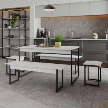 Imagem de Mesa de Jantar com 2 Bancos e 2 Banquetas Industrial TUB - Compace Dec