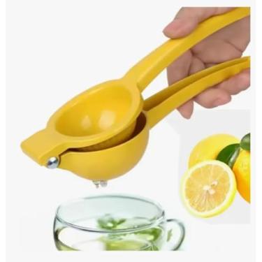 Imagem de Espremedor De Limão Laranja Frutas Suco Manual Aluminio Amarelo