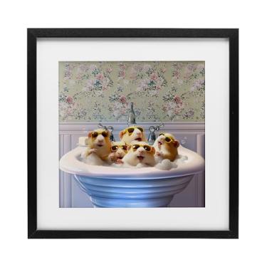 Imagem de Stupell Industries Impressão emoldurada preta para porquinhos-da-índia sob vidro por Jim Baldwin, 40,6 x 40,6 cm