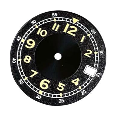 Imagem de Mostrador de relógio digital não marcado de 29 mm com letras luminosas adequadas para NH35 NH36 mostrador de relógio mostrador de relógio de metal preto e verde