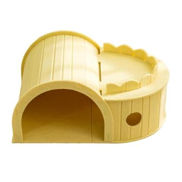 Imagem de Generic Arranhador para gatos, de papelão, com tapete arranhador, confortável, versátil, compacto, túnel para gatos, casa arranhadora para filhotes e gatinhos, Amarelo