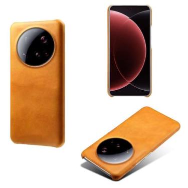 Imagem de Capa para Xiaomi 15 ULTR,Proteção contra quedas,Casca de volta de cor sólida simples,Design de couro de imitação de plástico-Orange