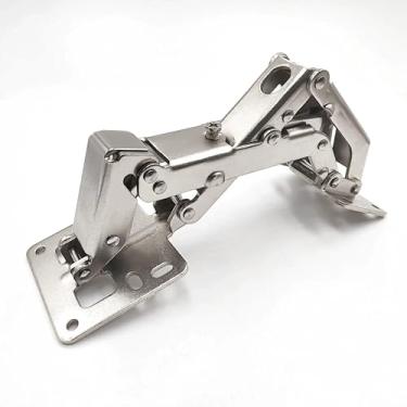 Imagem de 2 peças de dobradiças ajustáveis hidráulicas de 170 graus, portas de armário sem moldura dobradiças ocultas macias fechadas amortecedores de aço niquelado para armário, armários, guarda-roupas. Sem