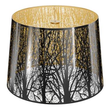 Imagem de Abajur grande de tambor grande cúpula 30,5 cm superior x 35,5 cm inferior x 25,4 cm de altura moderno metal floresta efeito espelho abajur abajur substituição (aranha)