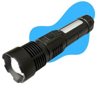 Imagem de Lanterna Tática T9 Led Recarregável USB Super Potente 5 Modos de Iluminação Zoom Longo Alcance Leve e Resistente Luz COB Lateral