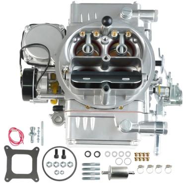 Imagem de BR-67270 Carburador 600 CFM, 4 cilindros (4150) - estrangulador elétrico e secundário a vácuo, compatível com combustível rápido Holley Brawler, substituição direta para motores Dodge Ford GM Chrysler