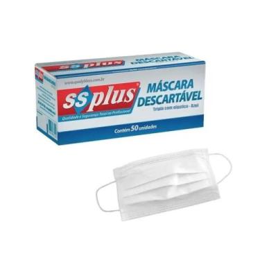 Imagem de Máscara Descartável Tripla com Elástico Ss Plus - 50 Unidades