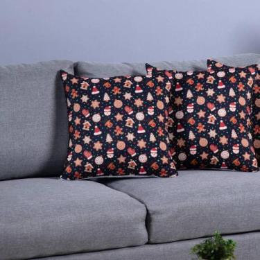 Imagem de Kit Capa Para Almofada Estampada Natalina 45cm x 45cm Com Zíper 04 Peç