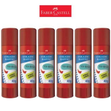 Imagem de Cola Bastão 40g Grande Faber Castell Escolar Lavável Kit 6un - Faber-C