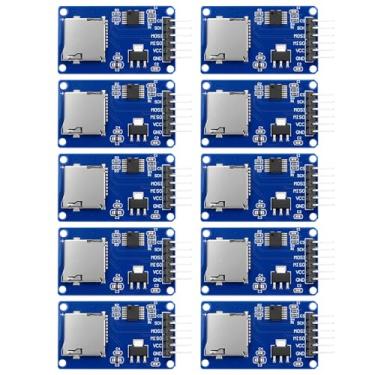 Imagem de YELUFT 10 módulos de cartão adaptador micro SD TF suporta cartão micro SD e cartão micro SDHC, interface SPI de 6 pinos para Arduino