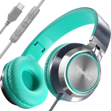 Imagem de Fones de ouvido com fio INFURTURE USB C (Tipo C) com microfone e contr