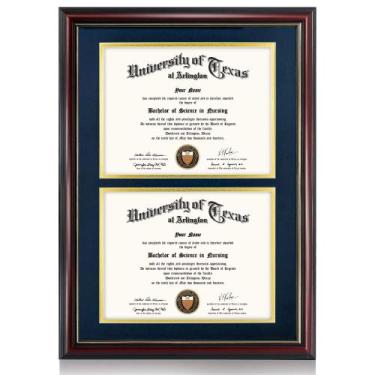 Imagem de Diploma Frame Graduation Mall Double 21 x 29,7 cm Wood Cherry - Gradua