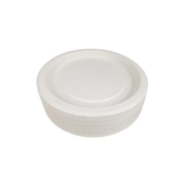 Imagem de Pratos de sobremesa compostáveis com 50 unidades, bagaço biodegradável cru resistente e pratos de papel de fibra de bambu (18 cm)