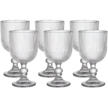 Imagem de Conjunto de Taças Rayé com 6 Peças em Vidro Transparente de 380ml Taças Elegantes para Água Vinho Suco Casa Buritis