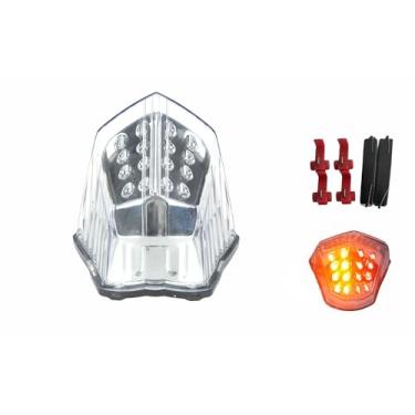 Imagem de Adequado para Yamaha 2009-2017 FZ6R; 2009-2017 XJ6F Diversion F/ABS; XJ6N XJ6-N (Naked)/ABS; XJ6S Diversion (S-TYPE)/ABS; Luz traseira de freio de LED + indicadores de seta integrados (transparente)