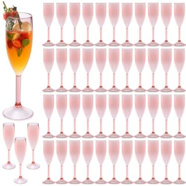 Imagem de 48 peças, taças de champanhe, taças de champanhe de plástico de 153 g, taças de vinho, taças de plástico para festas, copos de bar de mimosa, copos de bebida com haste para celebração de casamento